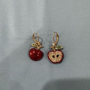 Betsey Johnson Red and Gold Apple Earrings